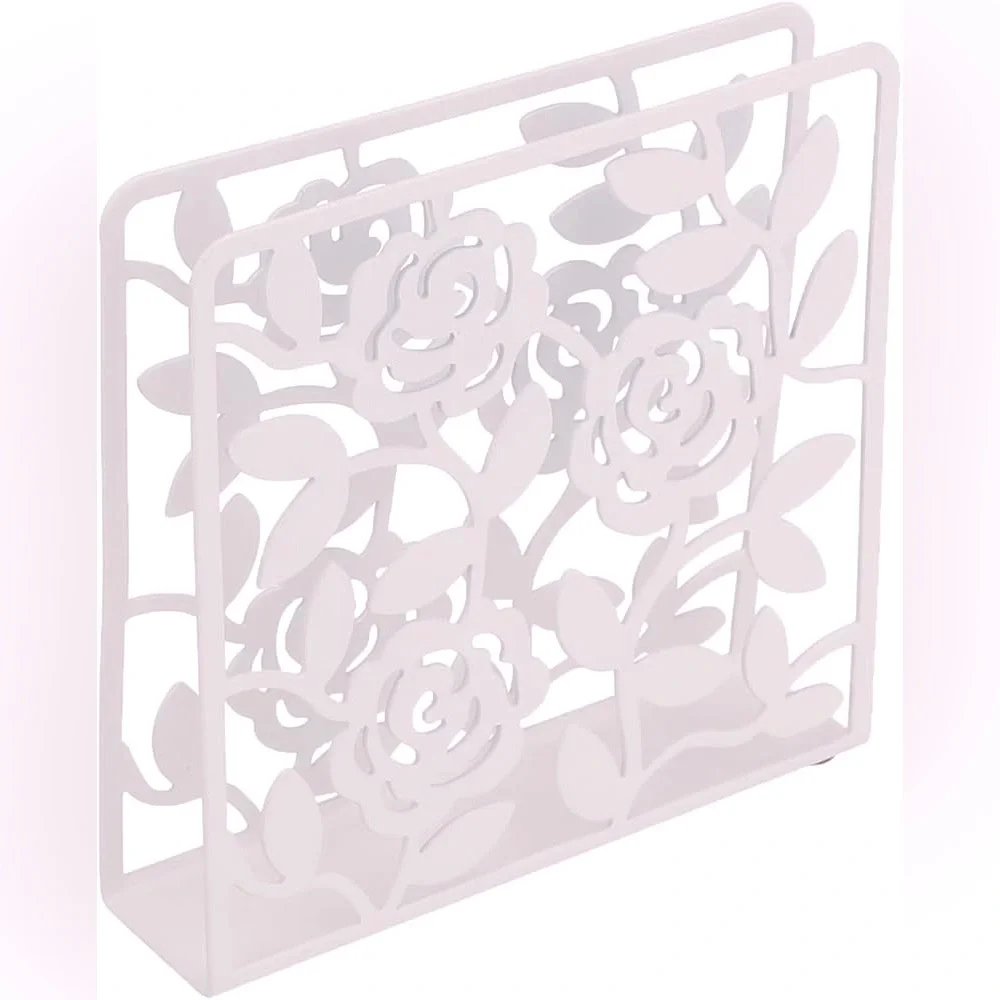 IKEA LIKSIDIG *Discontinued* Metal White Floral Napkin or Office Envelope Holder